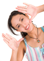 casual lovely girl dancing - hands frame